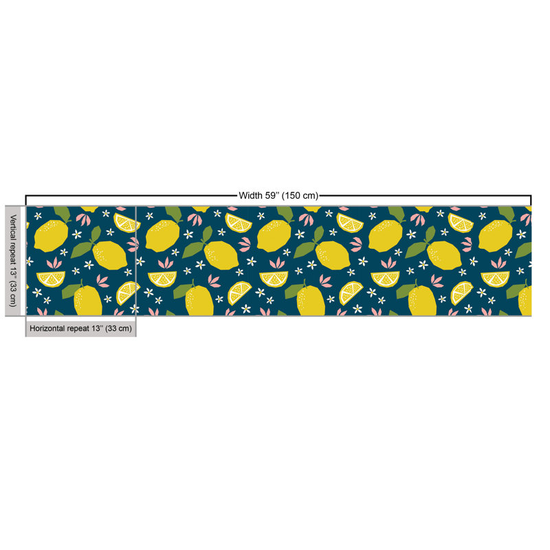 Chappa Repetitive Lemons and Flowers Cartoon Print Multi-Purpose Fabric