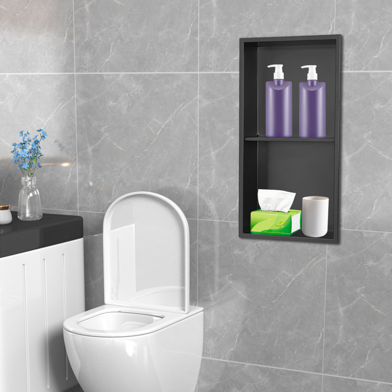 Olivan 12"×24" Single Recessed Waterproof Shower Niche, Black