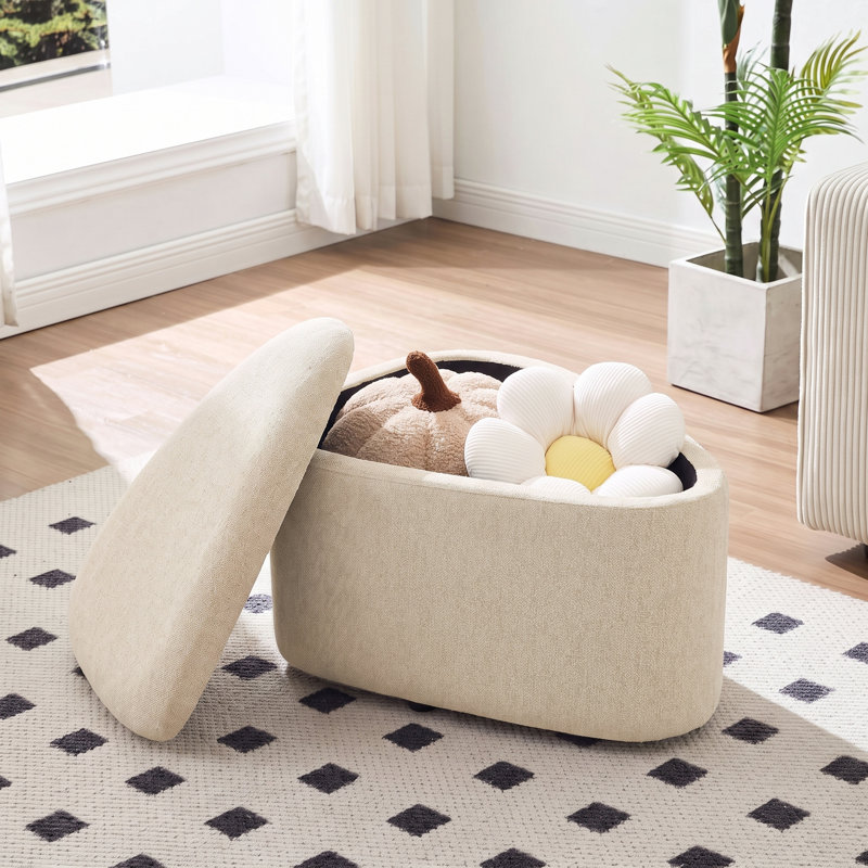 Repose-pieds de rangement triangulaire en forme de galet avec couvercle amovible et siège rembourré de 25,8 po Anease