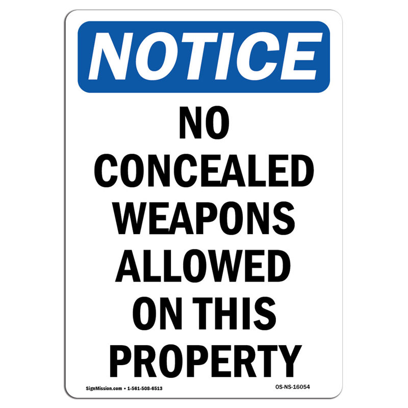 No Concealed Weapons Allowed Sign
