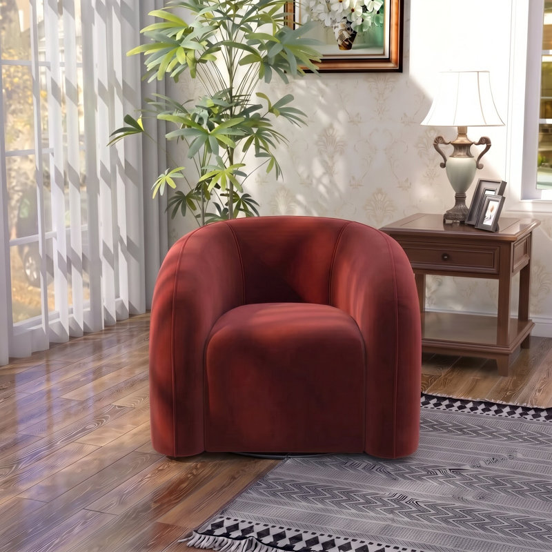 Bricyn Swivel Barrel Chair, Red