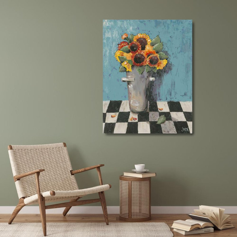Art sur toile tendue par August Grove® Reynolds, Jade, Bright SuFootballowers