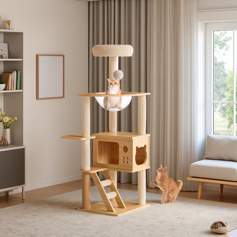 Tour pour arbre à chat 48,8 po avec poteaux à griffes et perchoir supérieur recouverts de sisal