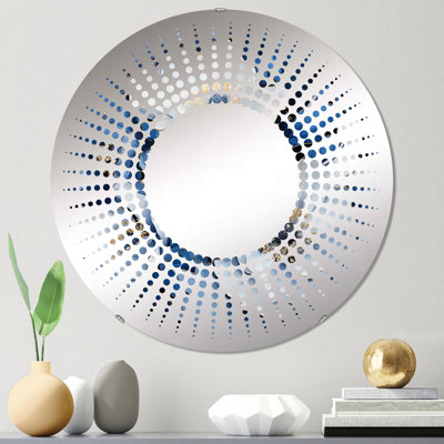 Miroir décoratif aquarelle fleurs saisonnières bleues et blanches II - MIR112508-Rond