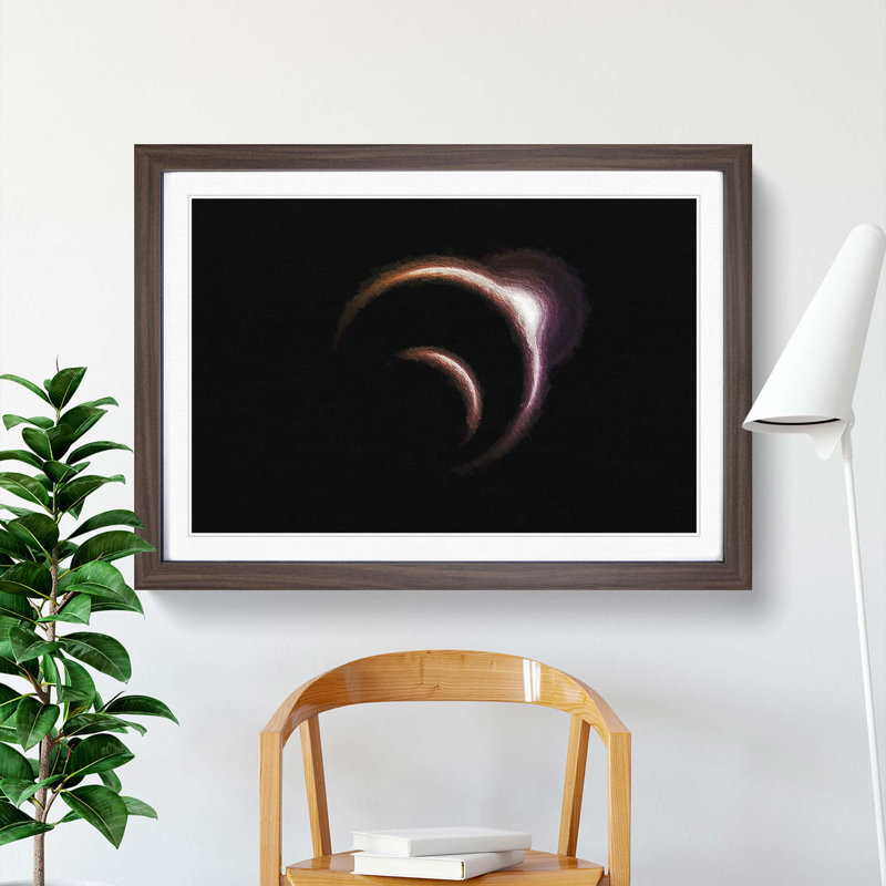 The Sun Behind the Earth and Moon - Picture Frame Painting Print, Walnut Framed, 48cm H x 65cm W x 2cm D