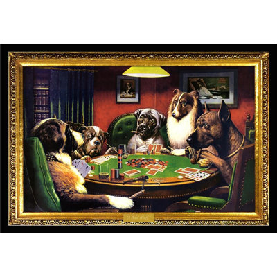 «Bold Bluff, Dogs jouer au poker» par Cassandra Gillens - impression encadrée