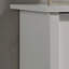 Commode blanche à 4 tiroirs l 32 po avec poignées argentées-247156639