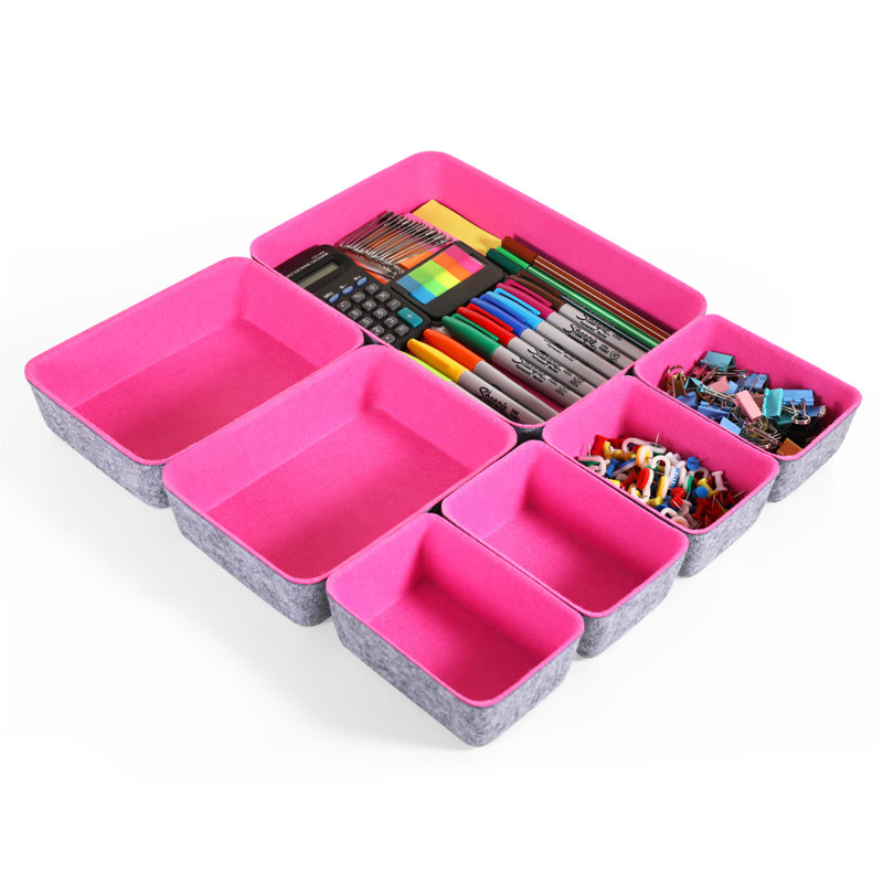 2.4'' H x 7.9'' W x 10.8'' D Organizer Set, Hot Pink