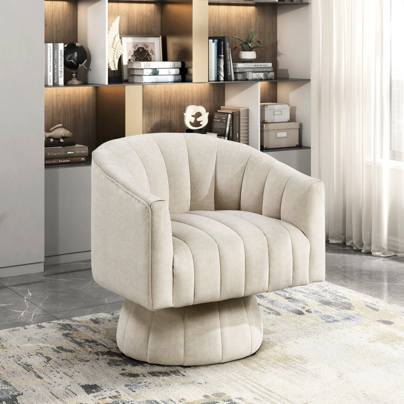Fauteuil pivotant en velours taupe, rotation à 360°, structure en contreplaqué, capacité de charge de 136 kg, coussin intégré de luxe, fauteuil d'appoint, poids, mouvement