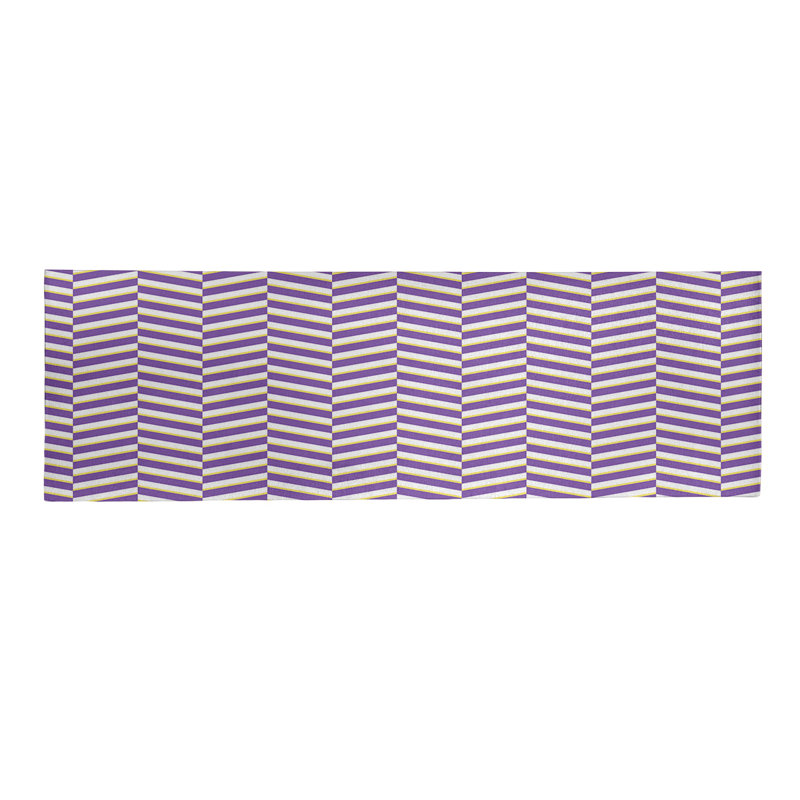 Tapis à rayures en mauve/blanc, Tapis de couloir 2 pi 5 po x 8 pi