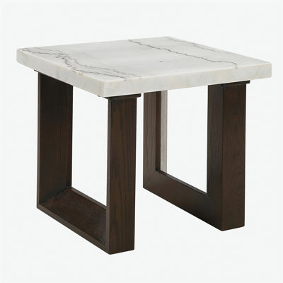 Dessus en marbre naturel blanc avec table d'appoint de traitement de surface de couleur café