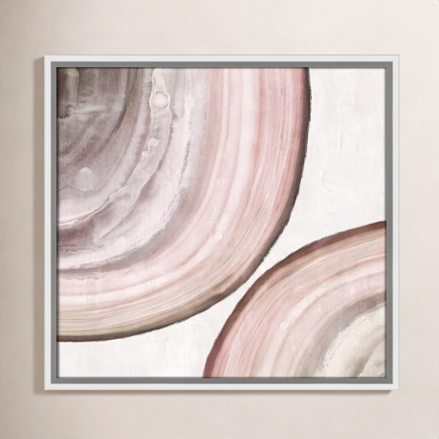 Boyd "Endless Blush" Painting by Eva Watts, 17.5" H x 17.5" W x 2" D, White Framed Canvas