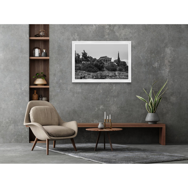 Héphaïstos II en noir et blanc, Cadre blanc, H 29 po x l 42 po x P 1,5 po