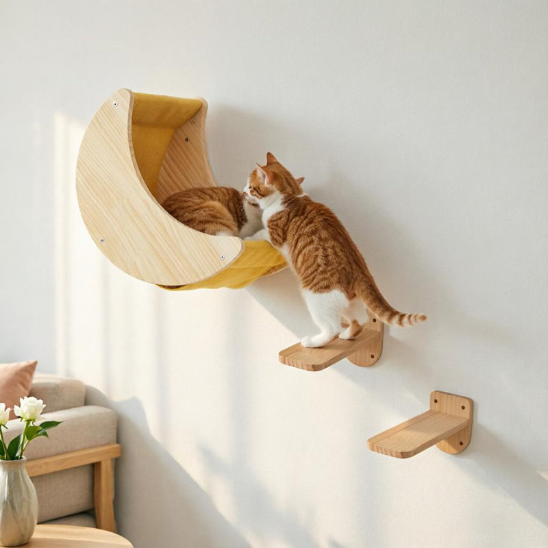 Escalier mural pour chat avec hamac