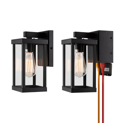 Niyae 11" Classic Outdoor Wall Sconce with Built-in GFCI Outlet 1 Light in Matte Black
