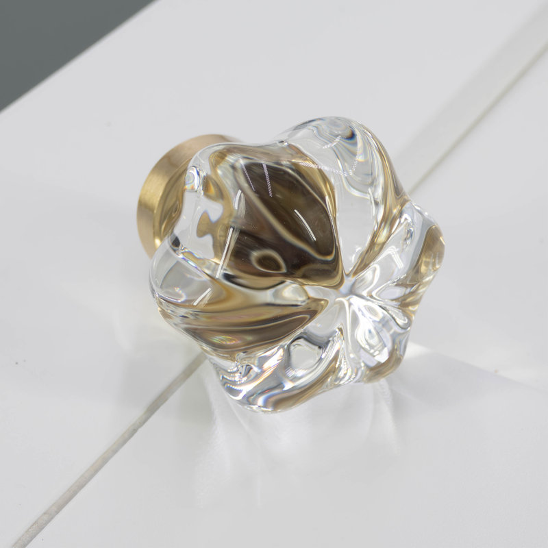 Poignée ronde en verre transparent 1 3/8 po