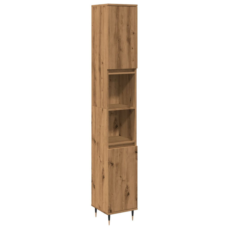 Iron Freestanding Bathroom Cabinet, Artisian Oak