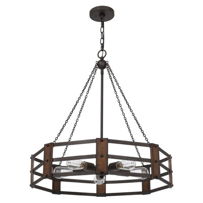 5 - Light Wood Drum Chandelier