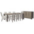 Table de salle à manger à pieds Inzillo avec 8 fauteuils rembourrés et buffet
