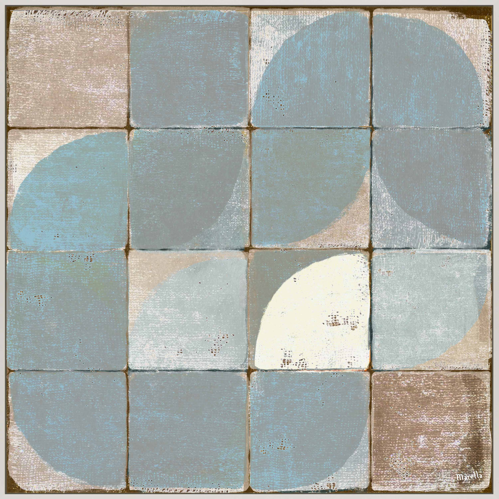 Tiles 2 by Marco Marella for Studio M - Framed Wall Art, White, 36" H x 36" W, Canvas