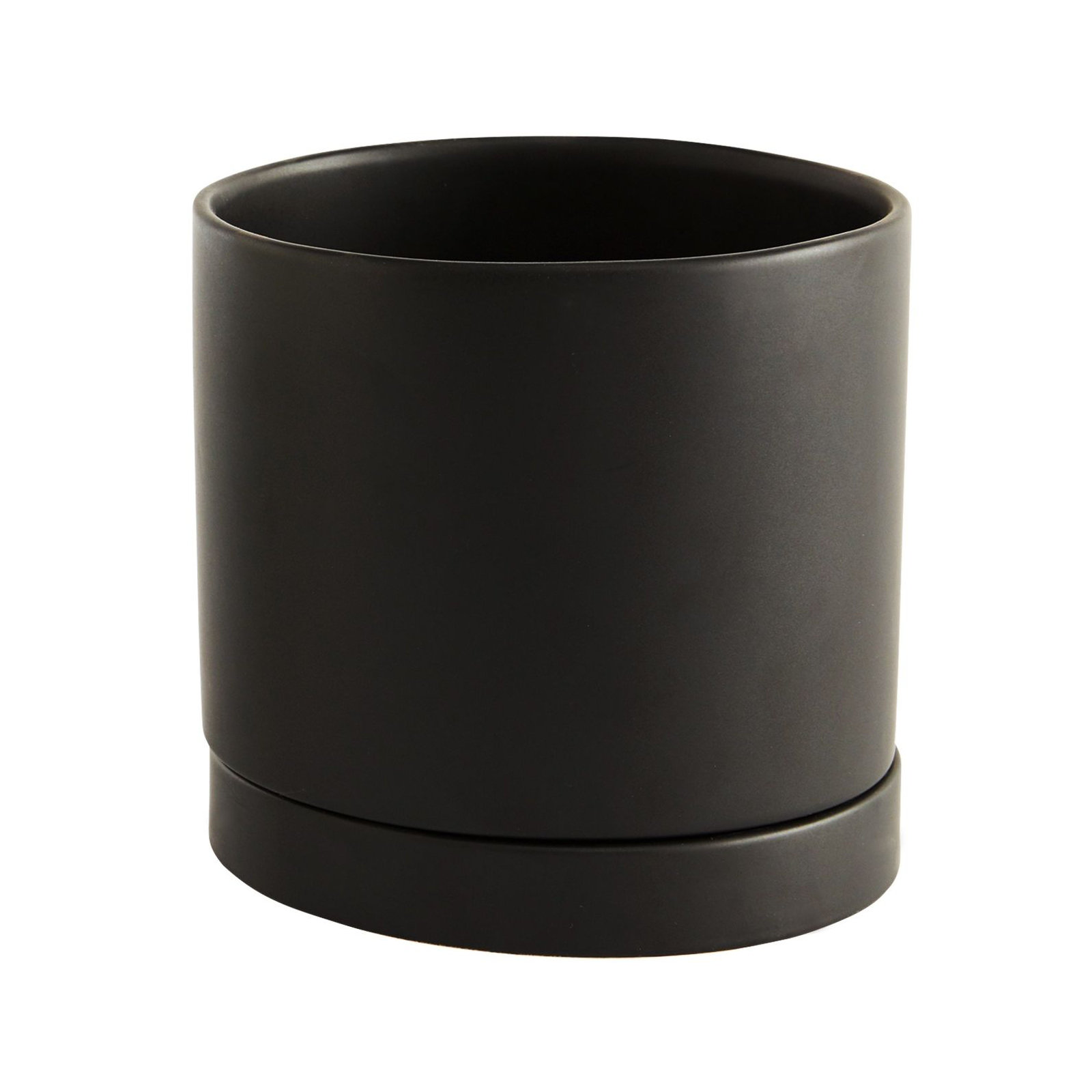 Carlotta Ceramic Pot Planter, 7" H x 7" W x 7" D, Black