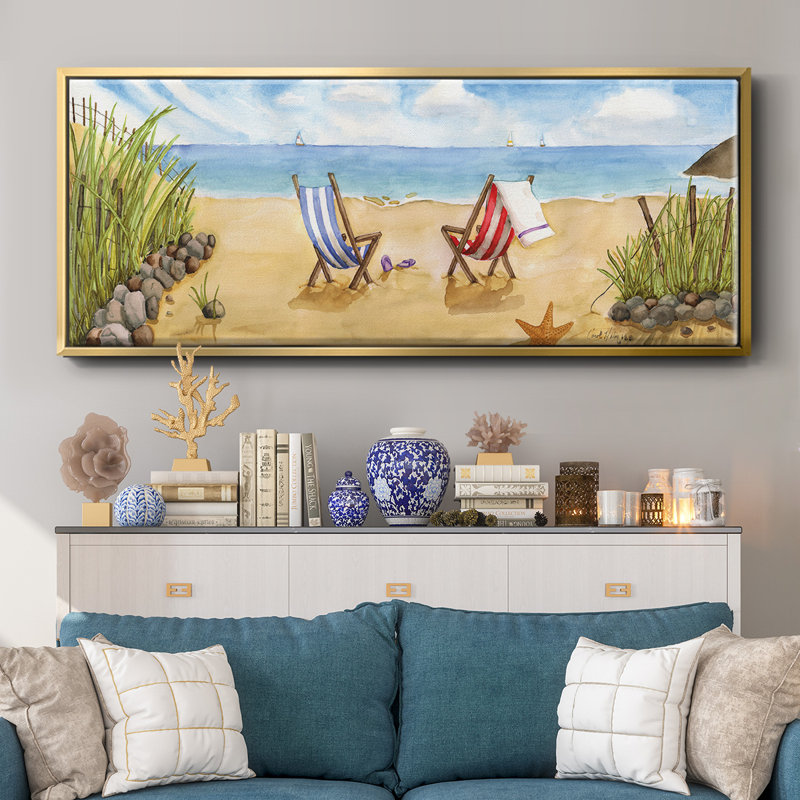 Plage pour deux - toile encadrée, H 20 po x l 50 po