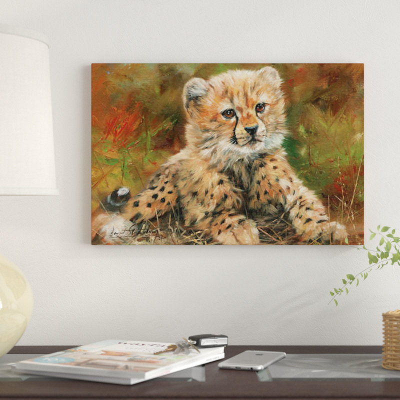 «Cheetah Cub Laying Down», impression sur toile, H 18 po x l 26 po x P 1,5 po, Pas de tapis, Toile tendue