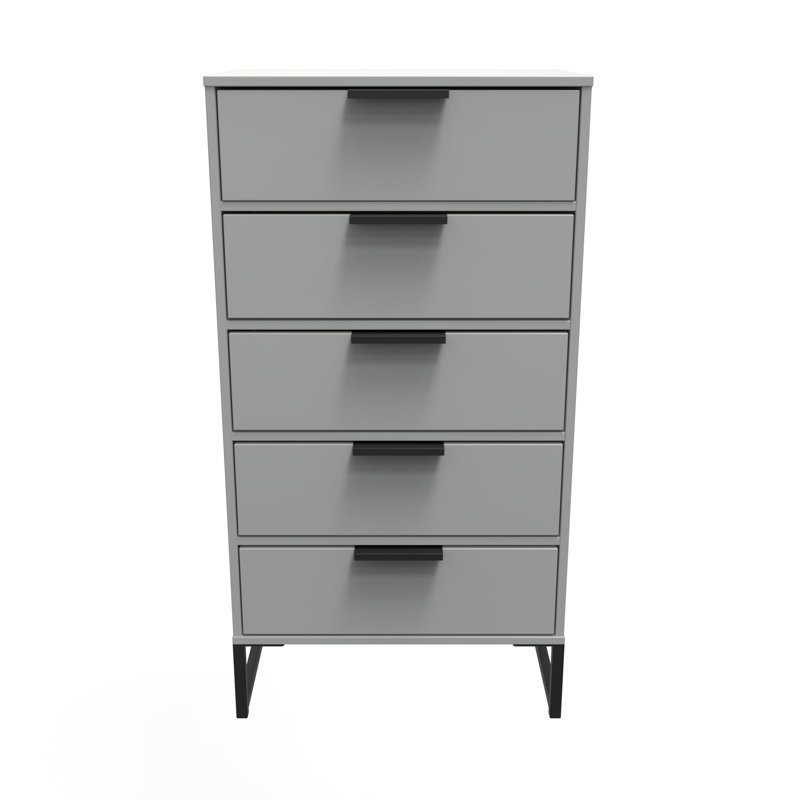 Fully Assembled Aliscia 5 - Drawer Chest of Drawers, Dusk Grey