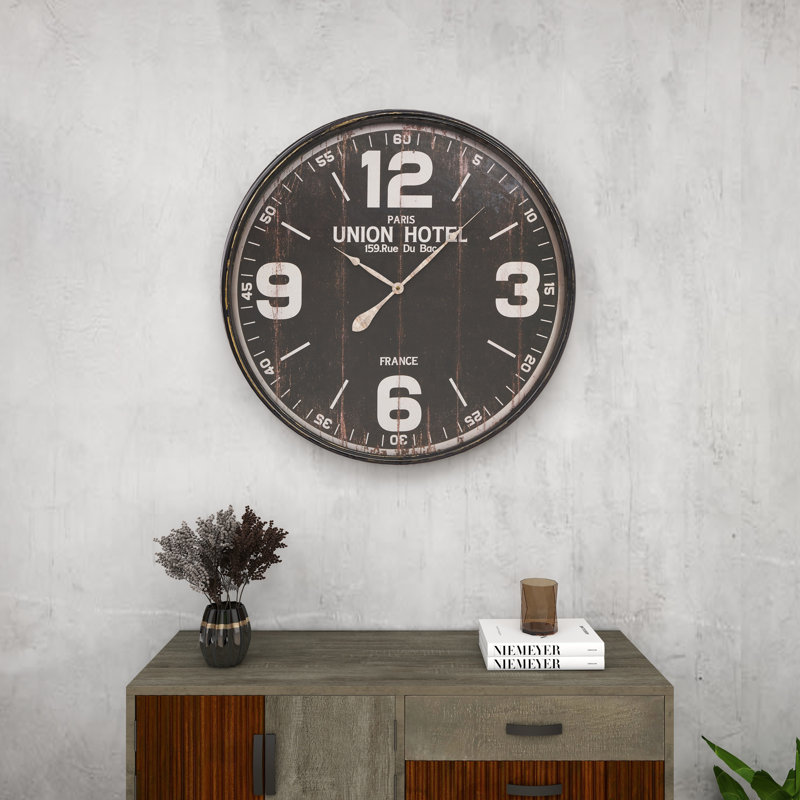  Gomer Decorative Metal Wall Clock, Noir