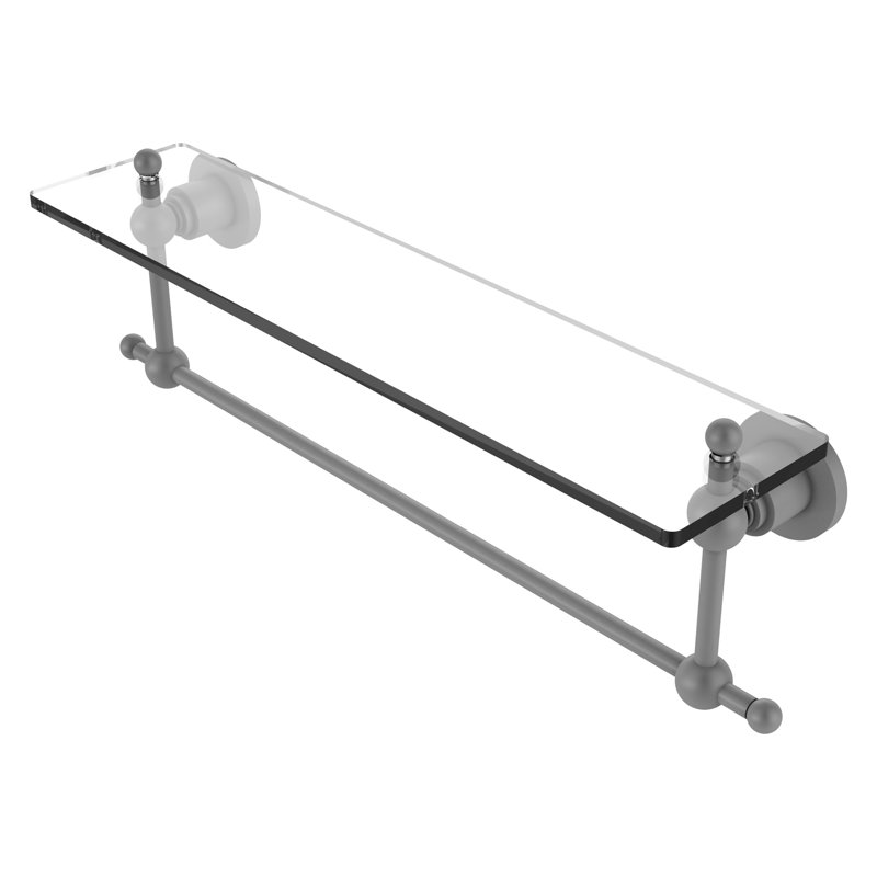 Lera Bracket Shelf with Towel Bar, 22" W x 4" H, Matte Gray