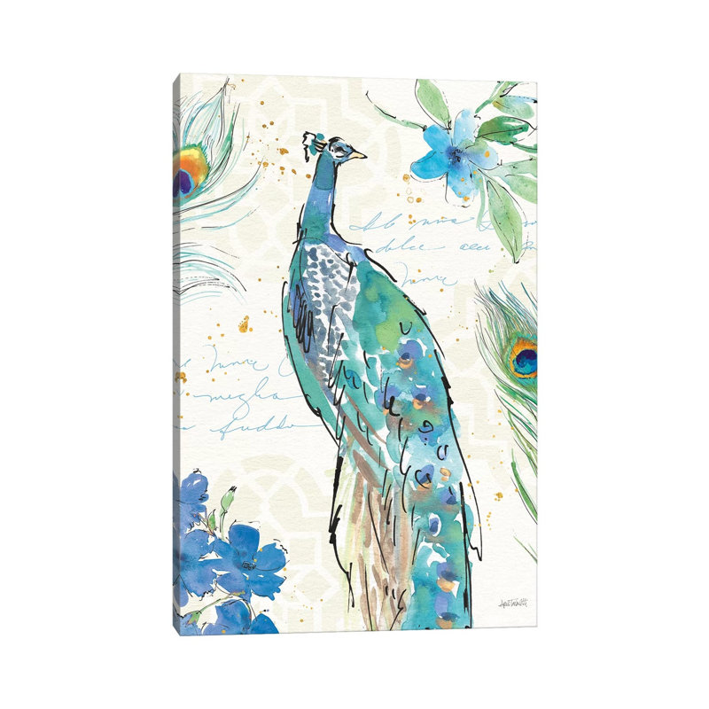 Peacock Garden II by Anne Tavoletti - Wrapped Canvas Painting, 101.6 cm H x 66.04 cm W x 1.91 cm D