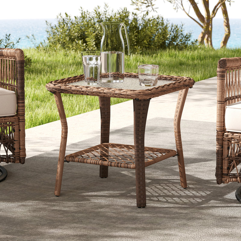 Table d'appoint de patio en osier