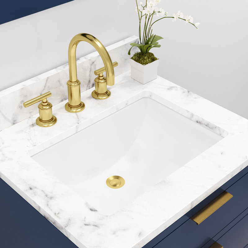 Bristol 24" Carrara White Marble Countertop Bath Vanity with Faucet, Monarch Blue