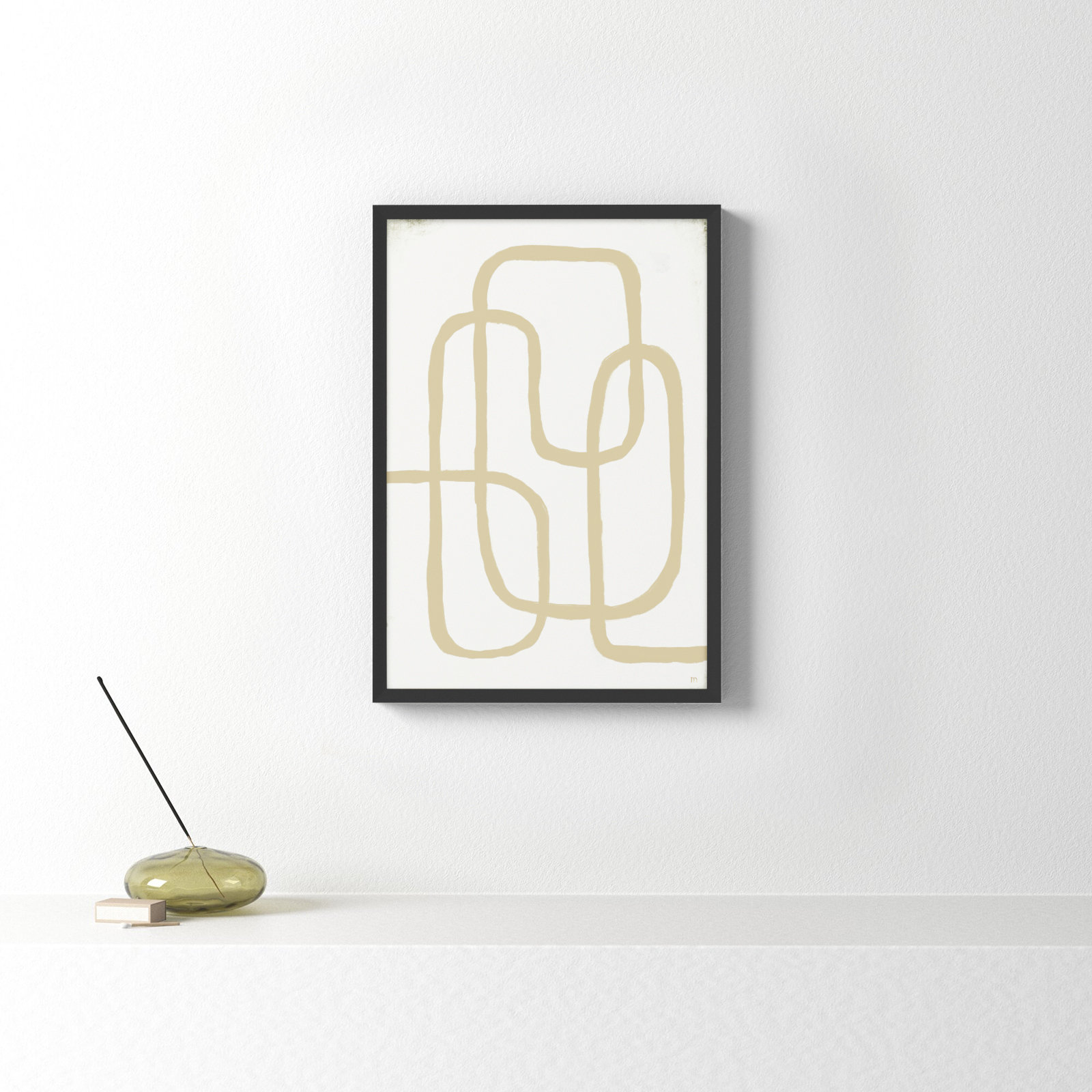 Line Works In White 2 by StudioM, Black Framed Paper, 20" H x 14" W x 1.25" D