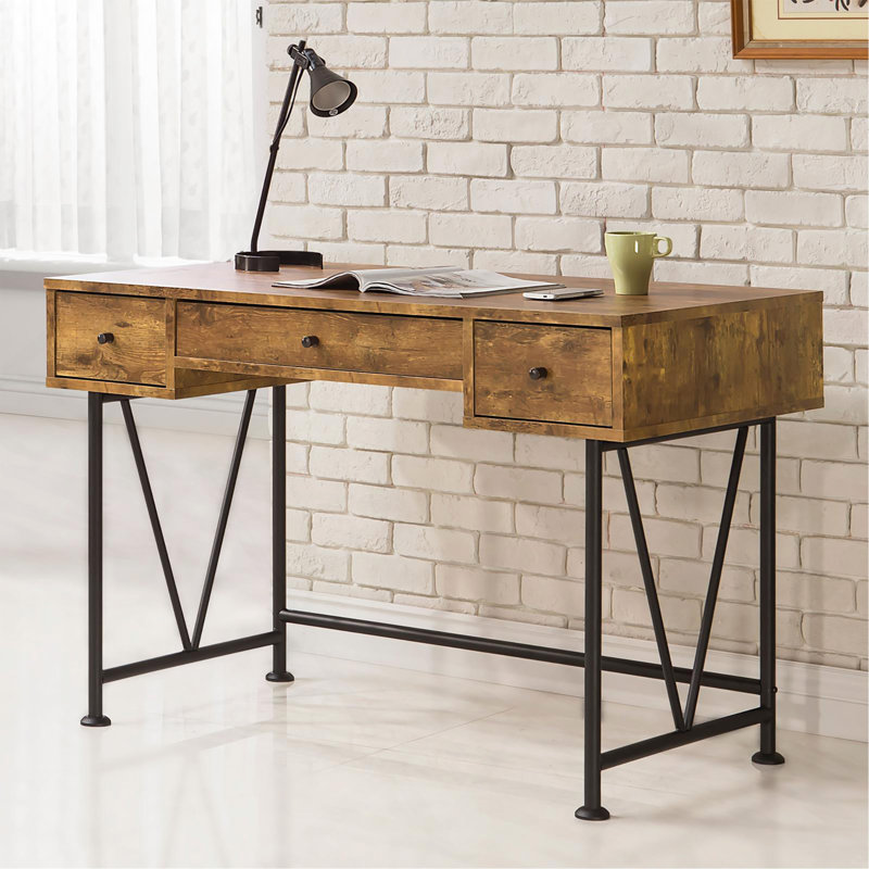 Bureau d'écriture à 3 tiroirs Antique Muscade et noir