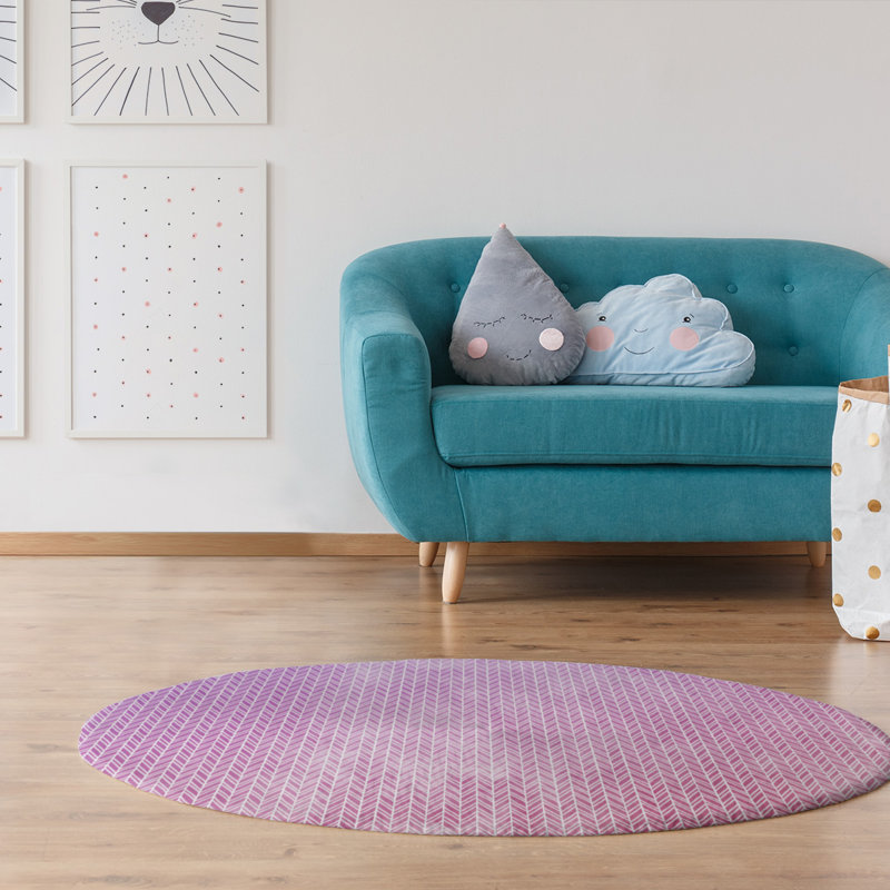 Chenille Striped Indoor Rug, Round 5'