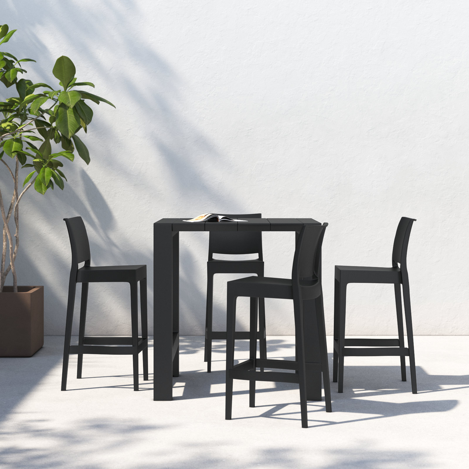 Farrah 39" Patio Dining Set, Black