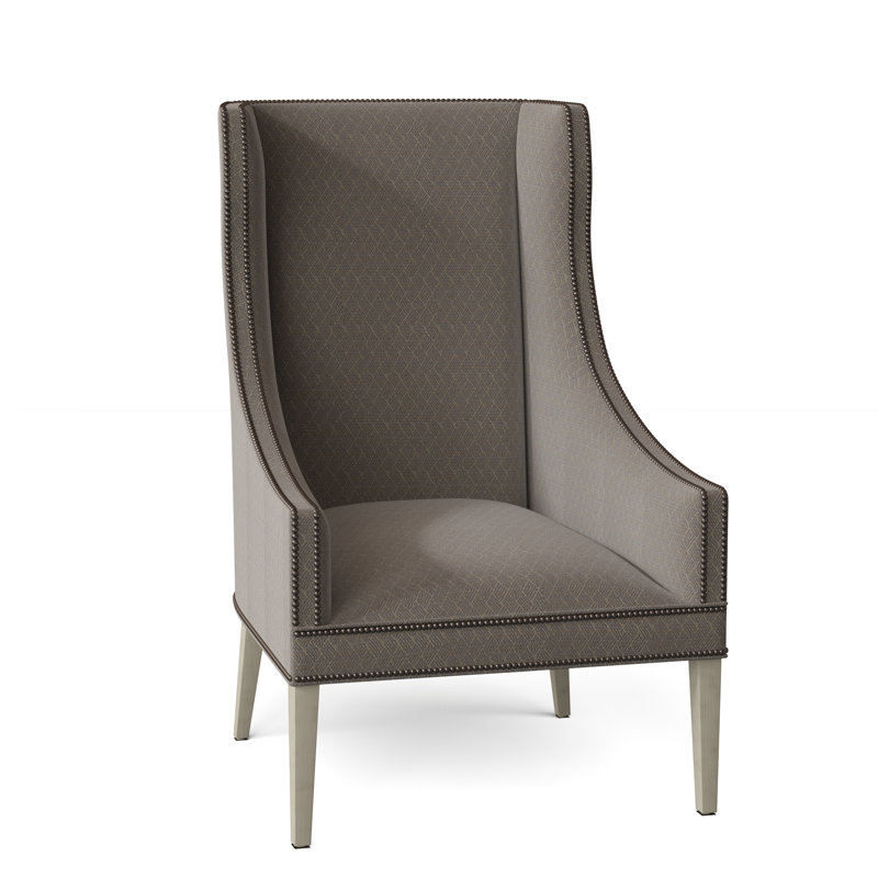 Fauteuil à oreilles 28,25 po Frances, 8789 polyester écorce, Laiton brillant, Montego Bay