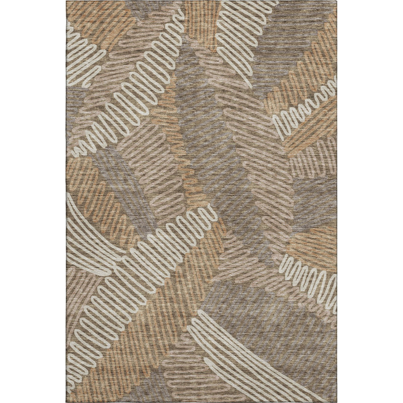 Tapis brun Prisco lavable à la machine de qualité supérieure, Rectangle 9 pi x 12 pi