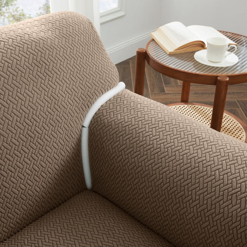 Premium Stretch Spandex Sofa Slipcover (Wrinkle-Free) , Coffee/Sand, 179cm H x 165cm W
