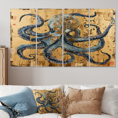 Rinker - Octopus Animal Wall Art Decor 4 Piece