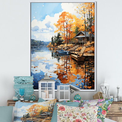 «Bavia Lake Dockside Serenity Pointillism II», reproduction d'art sur toile
