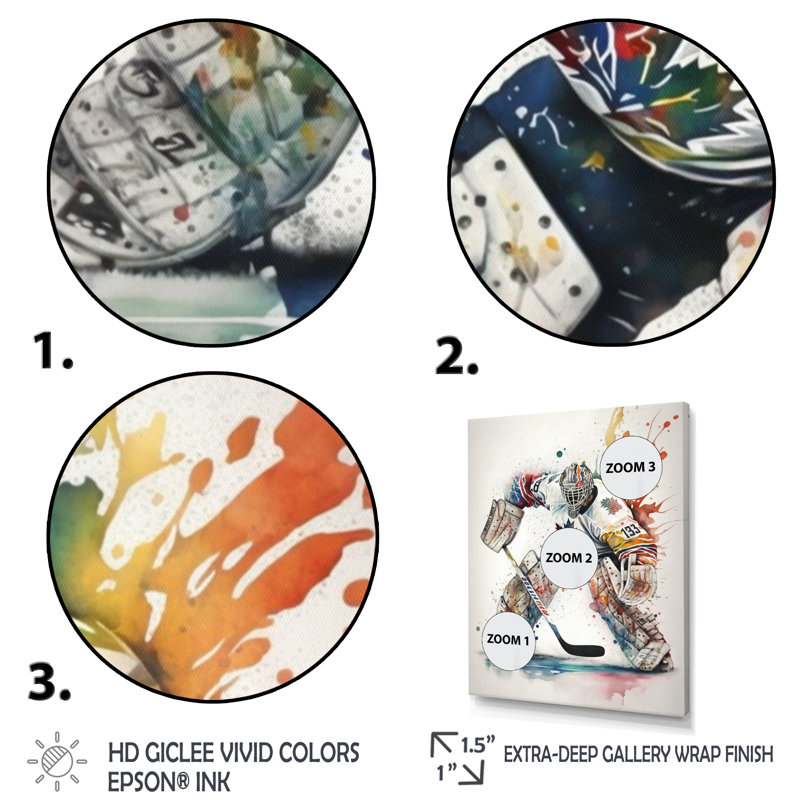 Hockey Hockey II - Impression sur toile, H 20 po x l 12 po x P 1 po, Toile tendue
