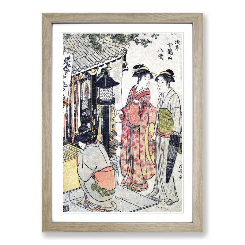 Enmei Jizo by Torii Kiyonaga - Picture Frame Painting Print, 36cm H x 27cm W x 2cm D, Oak Framed