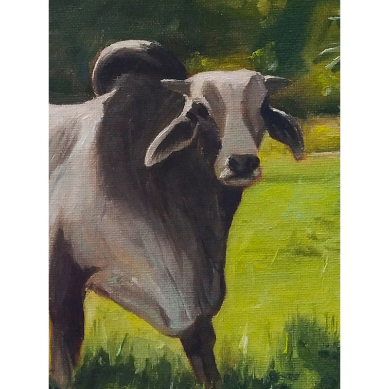 Brahma taureau | Peinture à l'huile sur toile tendue | Par Swathi Keshav