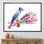 Geai bleu sur un bouquet de fleurs roses - peinture sur toile
