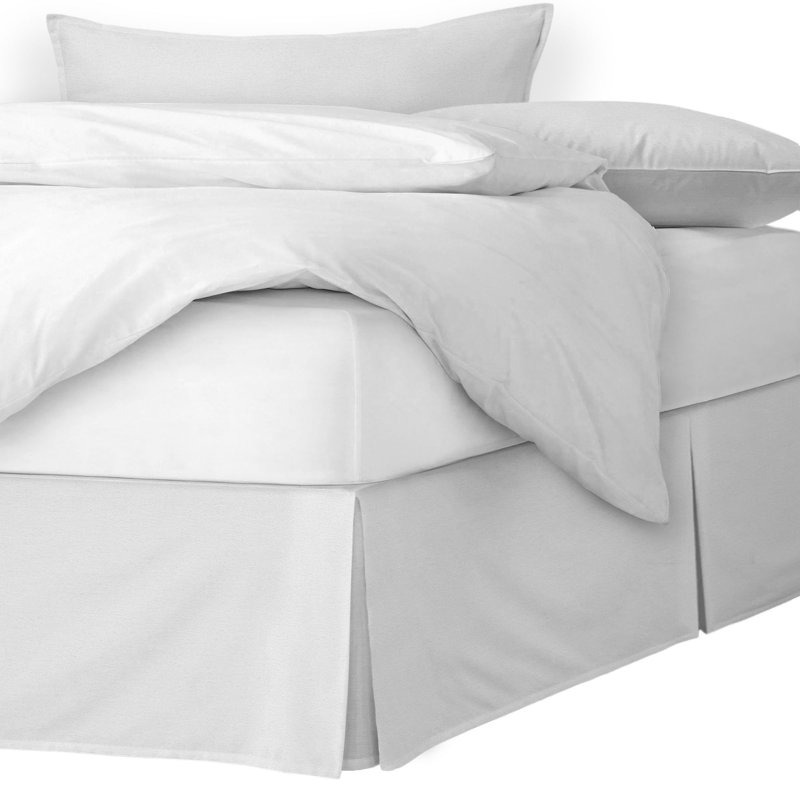 Velvetina Cotton Bed Skirt, 18", White, Queen