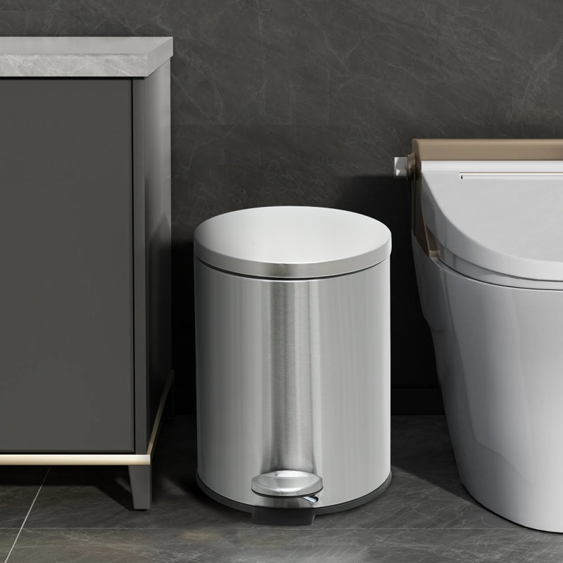 1.3 Gallon Brushed Stainless Steel Step Trash Can
