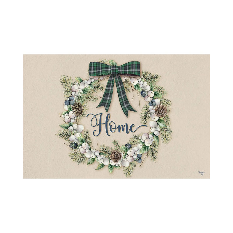 Winterberry Home Wreath - reproduction d'art murale - toile tendue
