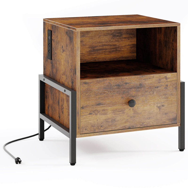 Table de chevet avec station de charge Table de chevet avec tablette de rangement, 1